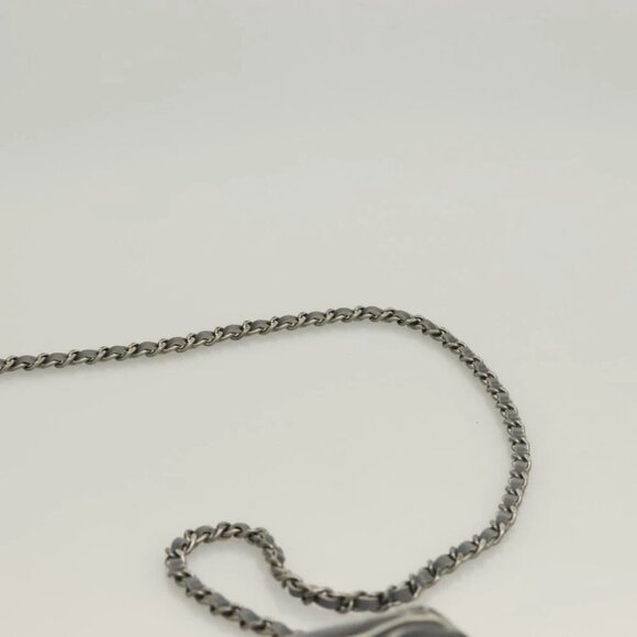 CHANEL Camellia COCO Mark Chain Wallet Patent leather Gray CC Auth PP850 - Picture 10 of 15